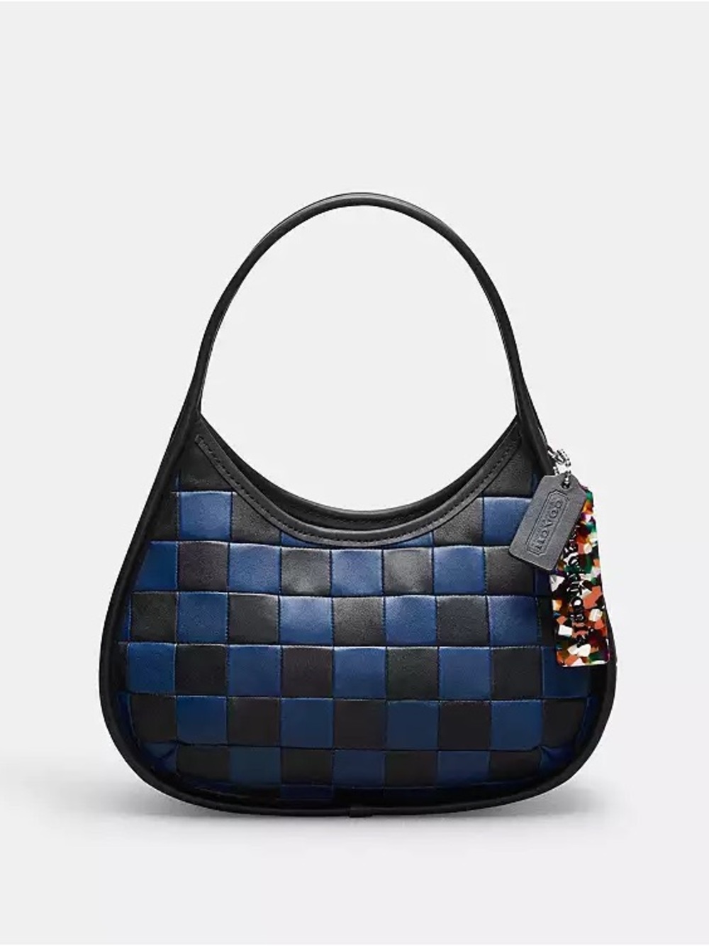 COACHTOPIA Limited Edition Woven Checker Hobo Shoulder Bag in Dark Blue & Black
